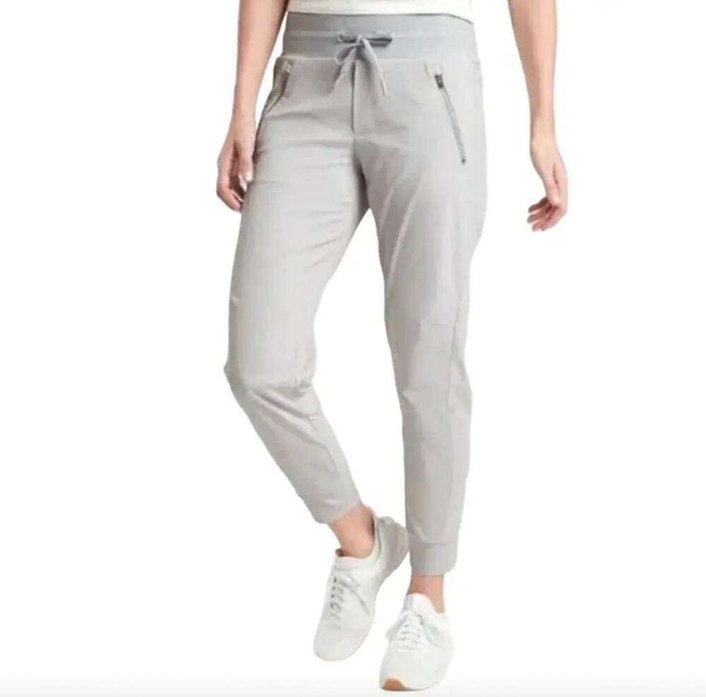 Athleta Trekkie North Jogger Ripstop Drawstring Gray Zip Pockets 6